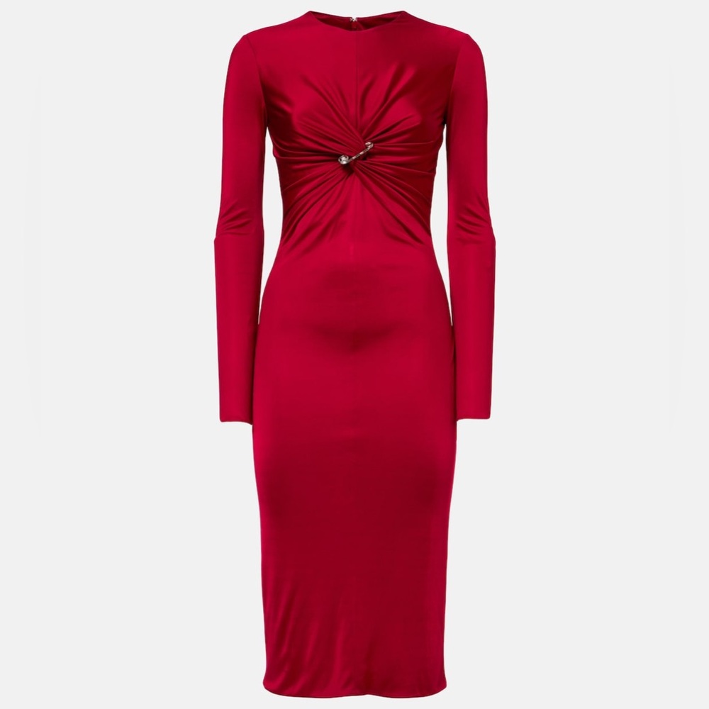 VERSACE Safety Pin gathered jersey midi dress, BRAND NEW, Size IT38 US2, $2,490